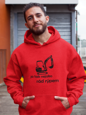 mockup of a man wearing a heather hoodie at a parking lot 28625