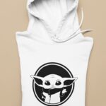 Mikina s potlačou – Baby Yoda Black and white