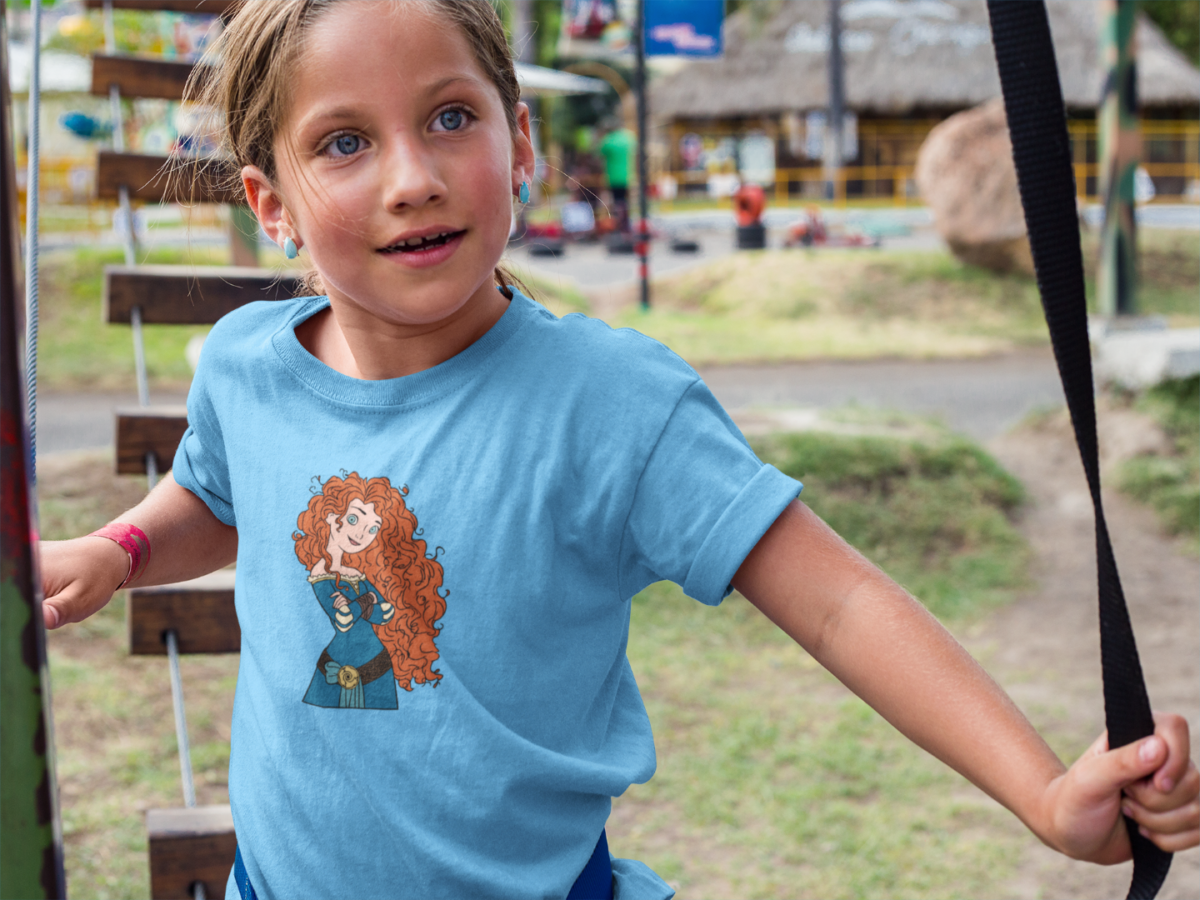 beautiful white girl wearing a t shirt template while in a game outdoors a16154