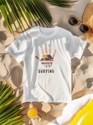 Úvodná stránka 36 summer style mockup of a round neck t shirt laid on the sand m40701