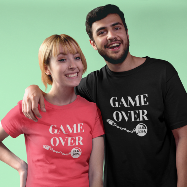 Tričko s potlačou – Game over s guľou + dátum