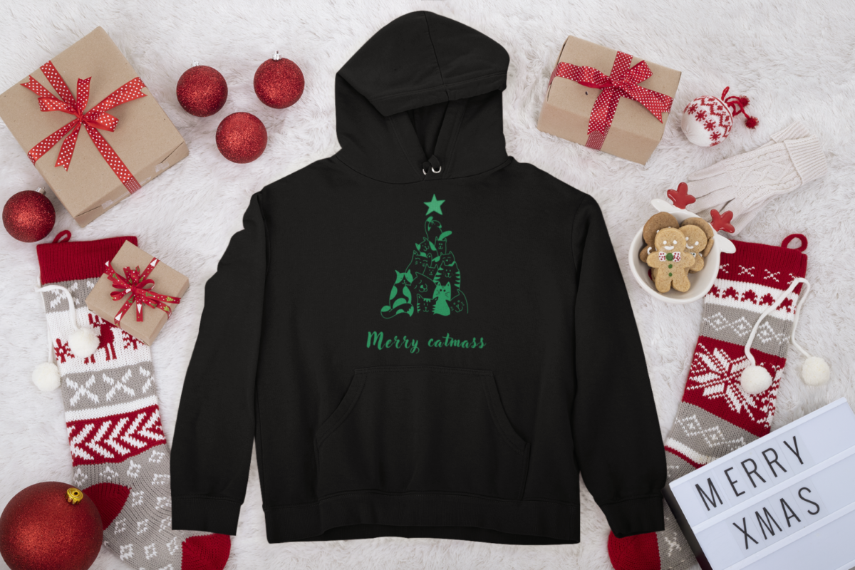 Mikina s potlačou –   Merry catmass – Obrázok 3