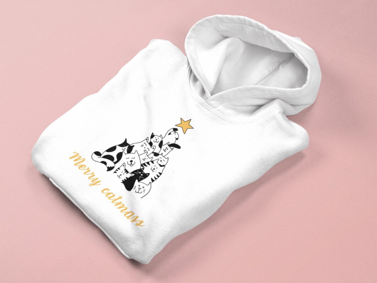 Mikina s potlačou –   Merry catmass – Obrázok 4